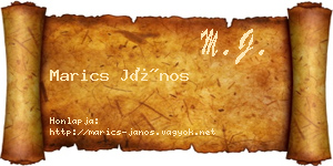 Marics János névjegykártya